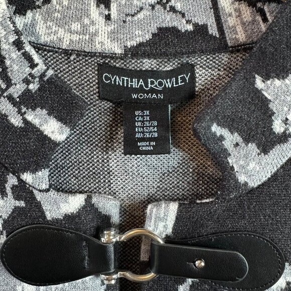 Cynthia Rowley Cardigan Sweater Black Floral Jacquard Viscose Blend Size 3X - Picture 6 of 7